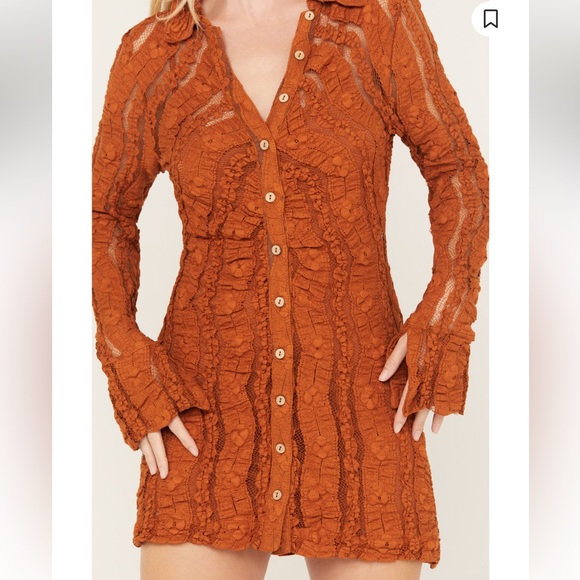 NWT Free People's shayla lace mini dress size S Pumpkin $ 158 - Picture 3 of 16